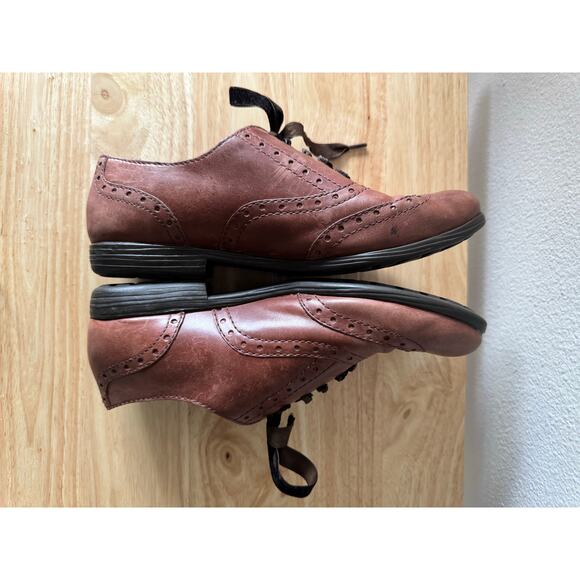 Womens Born Kika Brown Leather Oxford Flats Brogue Velvet Laces Sz 8 - Picture 6 of 10